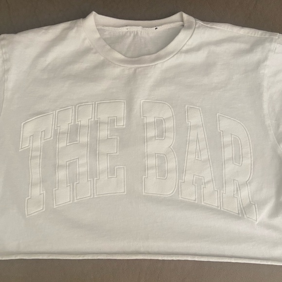 The Bar Varsity Cotton Tee White size Medium crop top - Picture 2 of 6